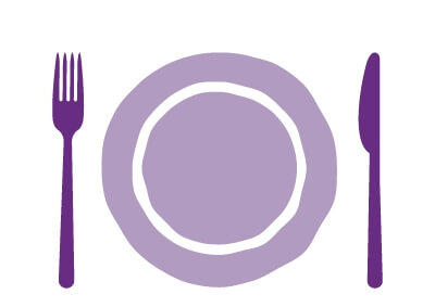meal symbol with plate with fork and knife icon